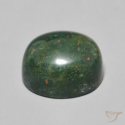 Bloodstone Gemstone in 14 x 12 mm (calibrated) Size for Sale, Bloodstone Stone in Medium Green Color