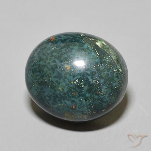 9.08 ct Green Bloodstone Stone, Natural Bloodstone in Oval Cabochon Shape for Sale