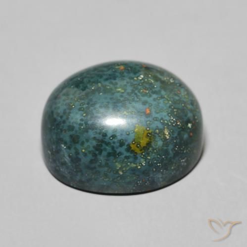 Bloodstone Gemstone in 13 x 11.5 mm Size for Sale, Bloodstone Stone in Medium Dark Green Color