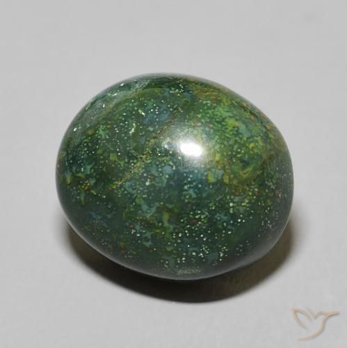 8.18 ct Green Bloodstone Stone, Natural Bloodstone in Oval Cabochon Shape for Sale