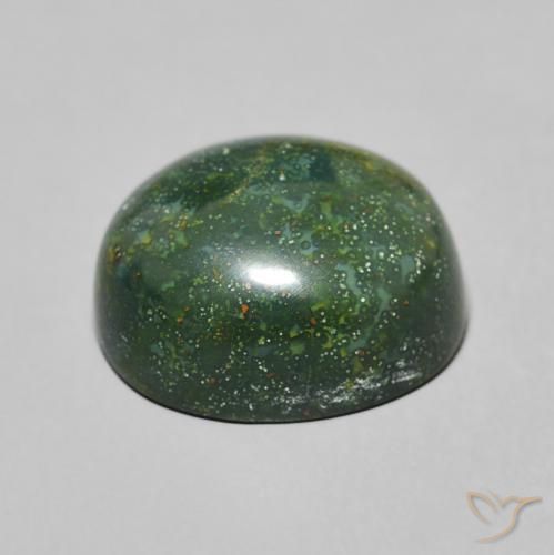 Bloodstone Gemstone in 13.3 x 11.5 mm Size for Sale, Bloodstone Stone in Deep Green Color