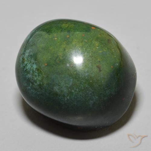 47.84 ct Green Bloodstone Stone, Natural Bloodstone in Oval Cabochon Shape for Sale