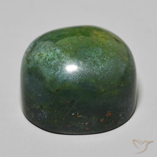 Bloodstone Gemstone in 20.6 x 18.3 mm Size for Sale, Bloodstone Stone in Medium Green Color