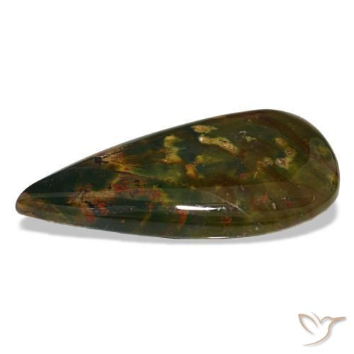 Bloodstone Gemstone in 27.8 x 14.7 mm Size for Sale, Bloodstone Stone in Green and Red Color