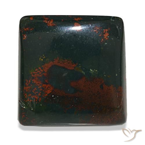 19.71 ct Green Bloodstone Gemstone, Bloodstone Gem in Square Cabochon Shape for Sale.