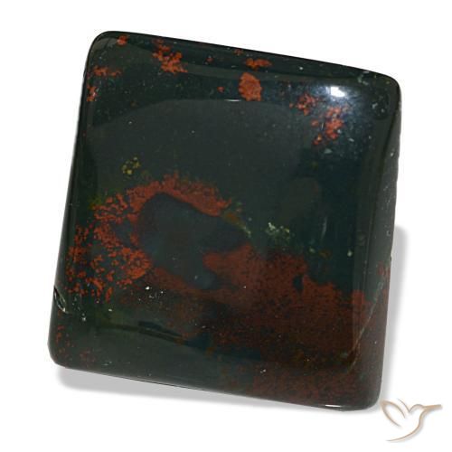 19.71 ct Green Bloodstone Stone, Natural Bloodstone in Square Cabochon Shape for Sale