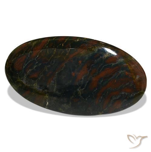 29.47 ct Green Bloodstone Stone, Natural Bloodstone in Oval Cabochon Shape for Sale