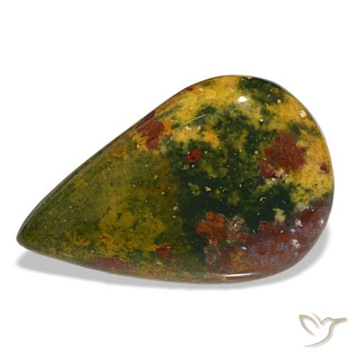 12.99 ct Green Bloodstone Gemstone, Bloodstone Gem in Pear Cabochon Shape for Sale.