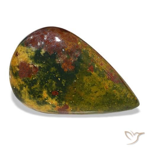 12.99 ct Green Bloodstone Stone, Natural Bloodstone in Pear Cabochon Shape for Sale