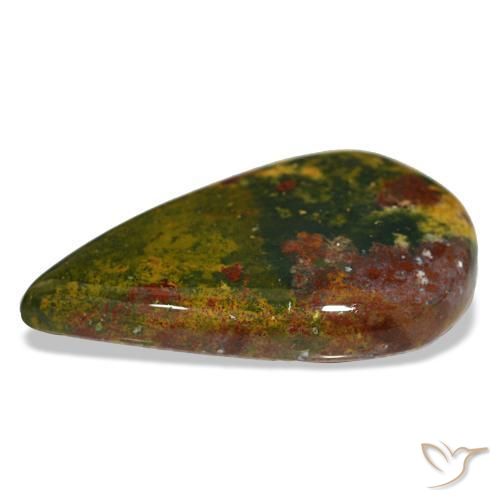 Bloodstone Gemstone in 24.3 x 15.5 mm Size for Sale, Bloodstone Stone in Green and Red Color