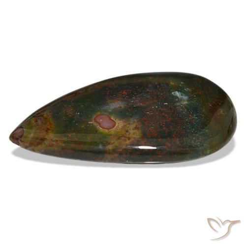 Bloodstone Gemstone in 35.3 x 21.8 mm Size for Sale, Bloodstone Stone in Green and Red Color