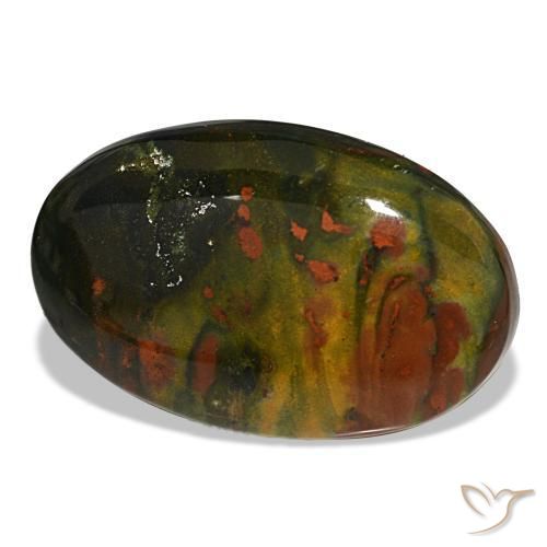 16.90 ct Green Bloodstone Stone, Natural Bloodstone in Oval Cabochon Shape for Sale