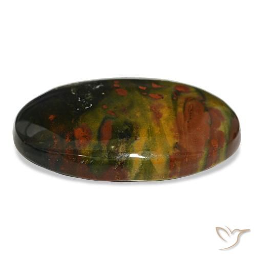 Bloodstone Gemstone in 25.7 x 16.3 mm Size for Sale, Bloodstone Stone in Green and Red Color