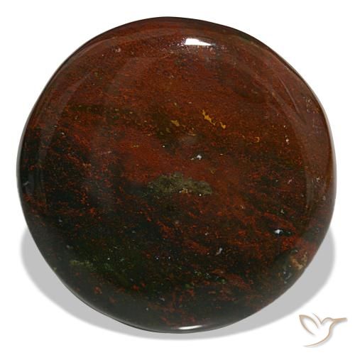 39.86 ct Green Bloodstone Gemstone, Bloodstone Gem in Round Cabochon Shape for Sale.