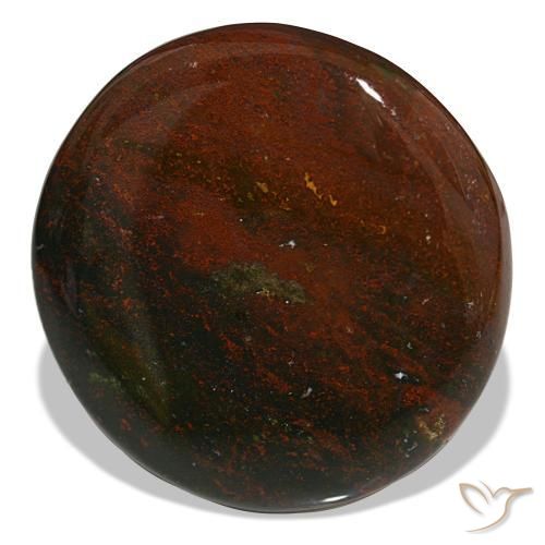 39.86 ct Green Bloodstone Stone, Natural Bloodstone in Round Cabochon Shape for Sale