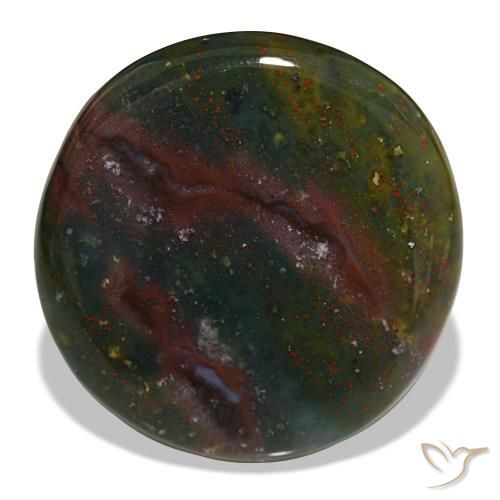 23.67 ct Green Bloodstone Gemstone, Bloodstone Gem in Round Cabochon Shape for Sale.