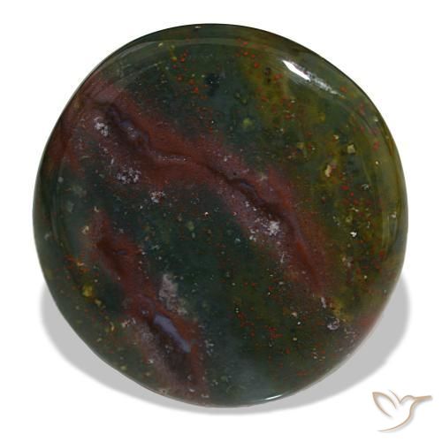 23.67 ct Green Bloodstone Stone, Natural Bloodstone in Round Cabochon Shape for Sale