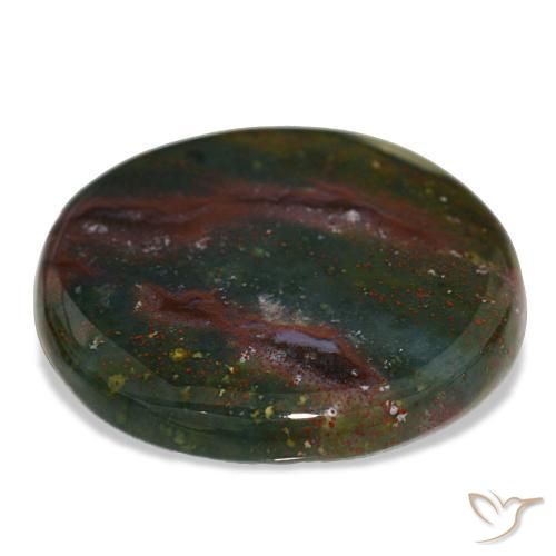 Bloodstone Gemstone in 24.7 mm Size for Sale, Bloodstone Stone in Green and Red Color