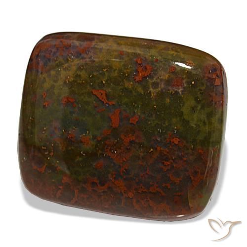 30.22 ct Green Bloodstone Stone, Natural Bloodstone in Cushion Cabochon Shape for Sale