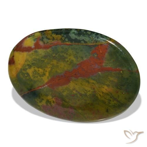 34.13 ct Green Bloodstone Stone, Natural Bloodstone in Oval Cabochon Shape for Sale