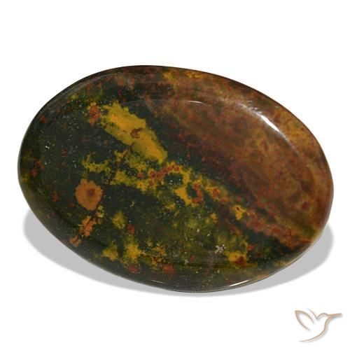 30.96 ct Green Bloodstone Stone, Natural Bloodstone in Oval Cabochon Shape for Sale