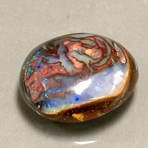 8.16 ct Multicolor Boulder Opal Gemstone, Boulder Opal Gem in Oval Cabochon Shape for Sale.