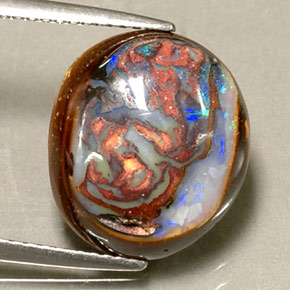 8.16 ct Multicolor Boulder Opal Stone, Natural Boulder Opal in Oval Cabochon Shape for Sale
