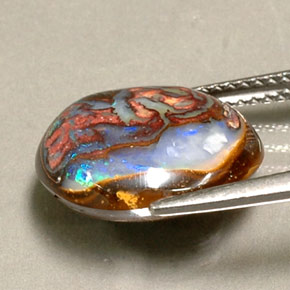 Boulder Opal Gemstone in 14 x 12 mm (calibrated) Size for Sale, Boulder Opal Stone in Multicolor Color