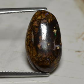 6.63 ct Multicolor Boulder Opal Gemstone, Boulder Opal Gem in Oval Cabochon Shape for Sale.