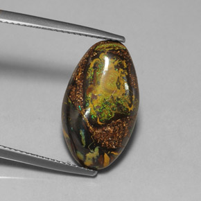 11.02 ct Multicolor Boulder Opal Gemstone, Boulder Opal Gem in Fancy Cabochon Shape for Sale.