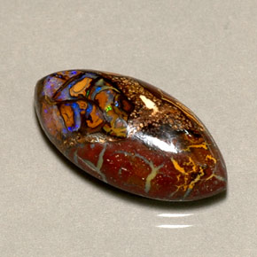 10.92 ct Multicolor Boulder Opal Stone, Natural Boulder Opal in Marquise Cabochon Shape for Sale