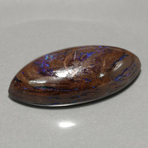 10.25 ct Multicolor Boulder Opal Gemstone, Boulder Opal Gem in Marquise Cabochon Shape for Sale.