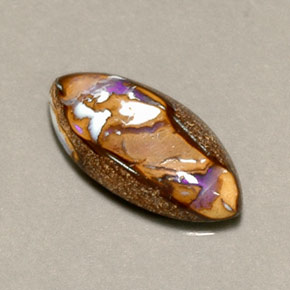 4.34 ct Multicolor Boulder Opal Gemstone, Boulder Opal Gem in Marquise Cabochon Shape for Sale.