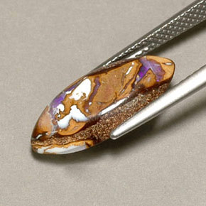 4.34 ct Multicolor Boulder Opal Stone, Natural Boulder Opal in Marquise Cabochon Shape for Sale