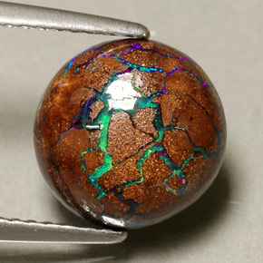 3.75 ct Multicolor Boulder Opal Stone, Natural Boulder Opal in Round Cabochon Shape for Sale