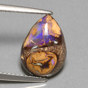 3.22 ct Multicolor Boulder Opal Stone, Natural Boulder Opal in Pear Cabochon Shape for Sale