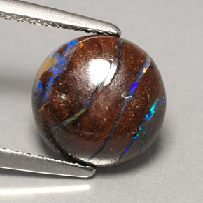 3.11 ct Multicolor Boulder Opal Stone, Natural Boulder Opal in Round Cabochon Shape for Sale