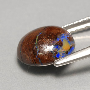Boulder Opal Gemstone in 9 mm (calibrated) Size for Sale, Boulder Opal Stone in Multicolor Color
