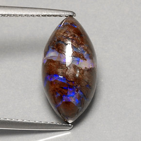 5.80 ct Multicolor Boulder Opal Gemstone, Boulder Opal Gem in Marquise Cabochon Shape for Sale.