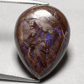 14.97 ct Multicolor Boulder Opal Stone, Natural Boulder Opal in Pear Cabochon Shape for Sale