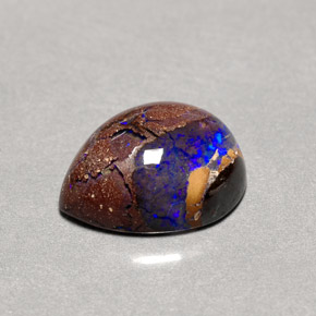 3.41 ct Multicolor Boulder Opal Gemstone, Boulder Opal Gem in Pear Cabochon Shape for Sale.