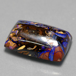 6.50 ct Multicolor Boulder Opal Gemstone, Boulder Opal Gem in Baguette Cabochon Shape for Sale.
