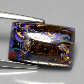 6.50 ct Multicolor Boulder Opal Stone, Natural Boulder Opal in Baguette Cabochon Shape for Sale