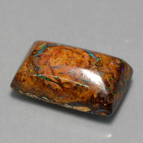 5.30 ct Multicolor Boulder Opal Gemstone, Boulder Opal Gem in Baguette Cabochon Shape for Sale.