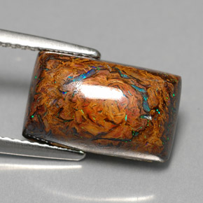 5.30 ct Multicolor Boulder Opal Stone, Natural Boulder Opal in Baguette Cabochon Shape for Sale