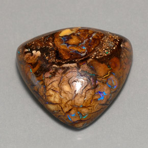 17.44 ct Multicolor Boulder Opal Gemstone, Boulder Opal Gem in Trillion Cabochon Shape for Sale.