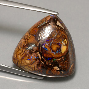 17.44 ct Multicolor Boulder Opal Stone, Natural Boulder Opal in Trillion Cabochon Shape for Sale