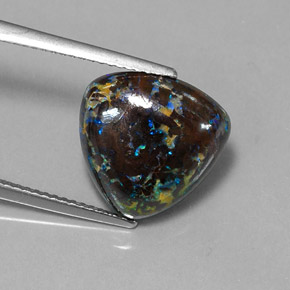 7.96 ct Multicolor Boulder Opal Stone, Natural Boulder Opal in Trillion Cabochon Shape for Sale