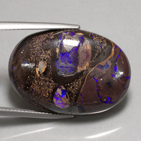 32.09 ct Multicolor Boulder Opal Gemstone, Boulder Opal Gem in Oval Cabochon Shape for Sale.