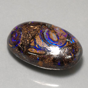 17.91 ct Multicolor Boulder Opal Gemstone, Boulder Opal Gem in Oval Cabochon Shape for Sale.